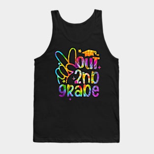 Peace Out Second 2nd Grade  Last Day Of School Tie Dye Tank Top
